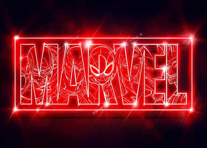 Marvel characters neon