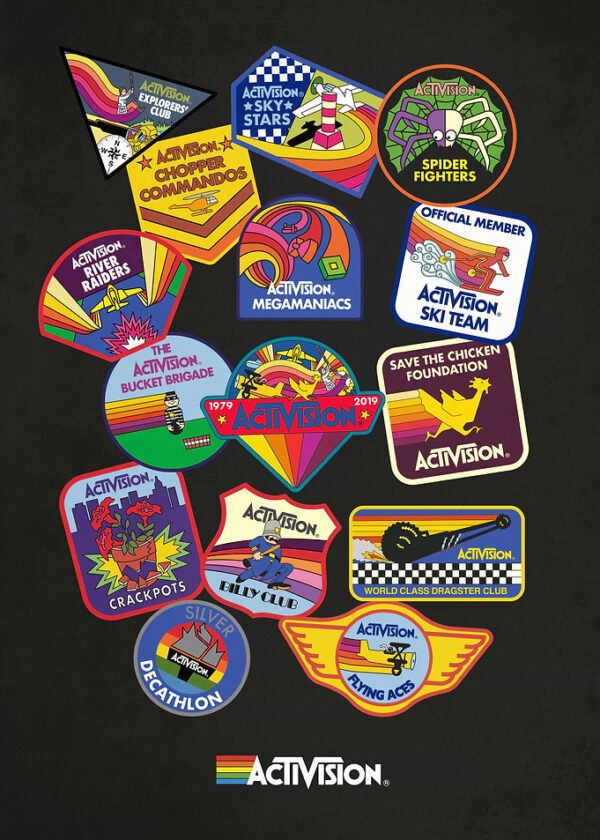 Retro Patches Poster Black