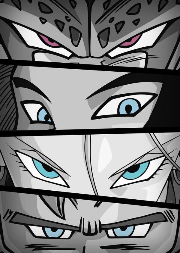 DBZ Eyes Androids BW
