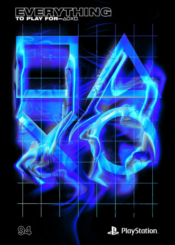 Динамические символы PlayStation в неоново-синем цвете