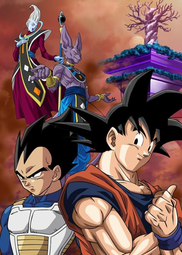 Goku, Vegeta, Beerus, Whis