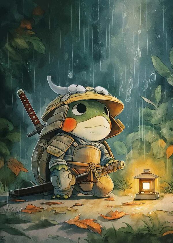 Frog Samurai in the Rain
