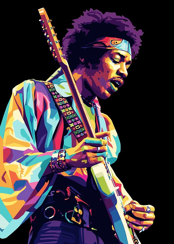 Jimi Hendrix Colorful Pop Art Portrait