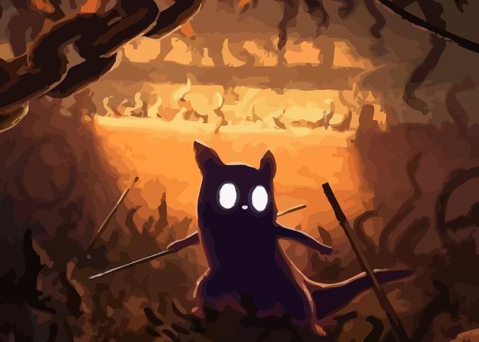 Cat in a Fiery Cave