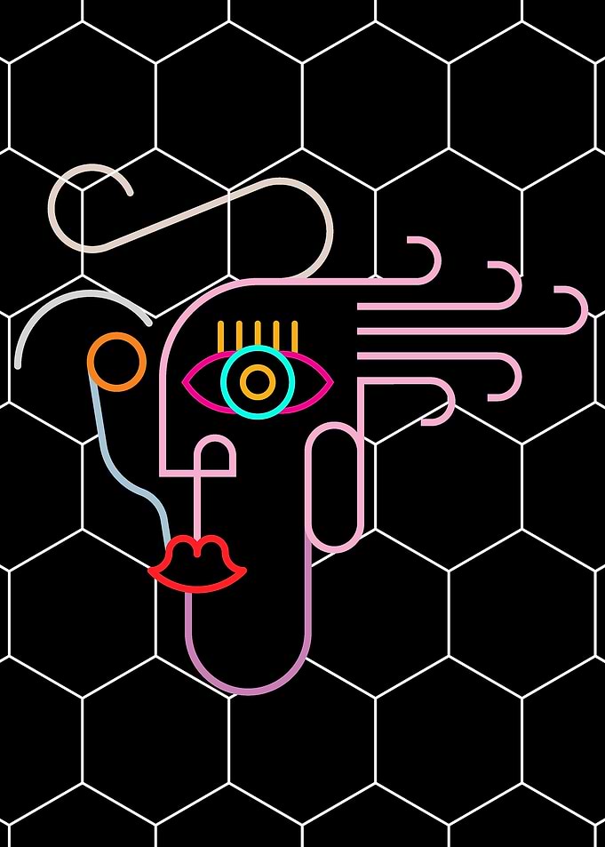 Eerie Face Neon Art