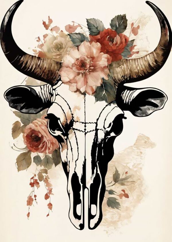 Floral Bull Skull