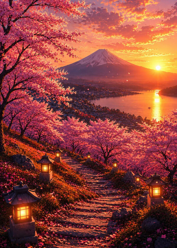 Serene Japanese Sunset Landscape