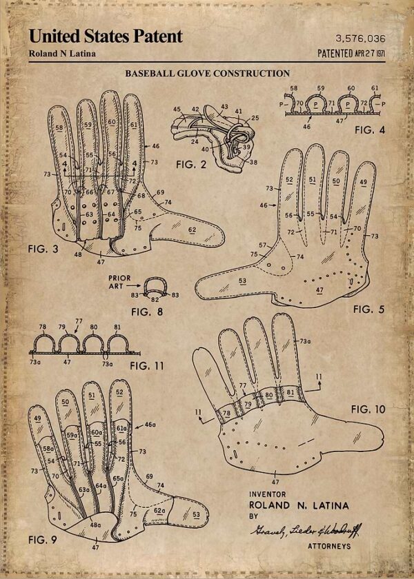 1971 baseball glove patent
