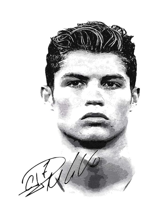 Cristiano Ronaldo Portrait with Signature