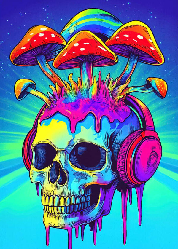 Skull Mushrooms Headphones
