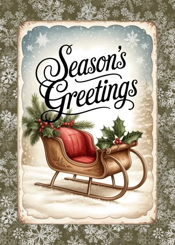 Season's Greetings Sleigh Holiday Card