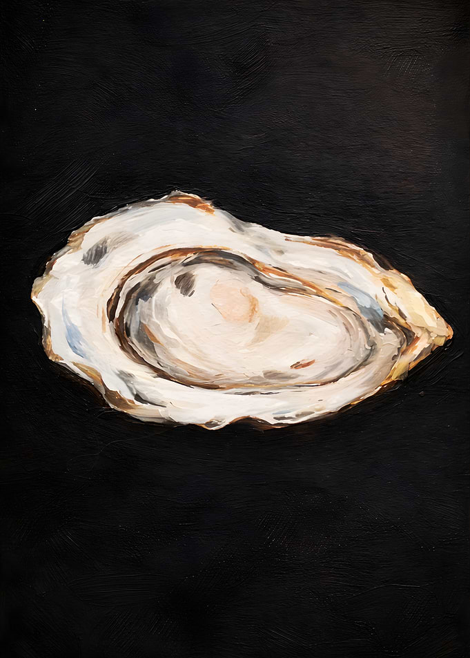 Oyster Painting on Black Background