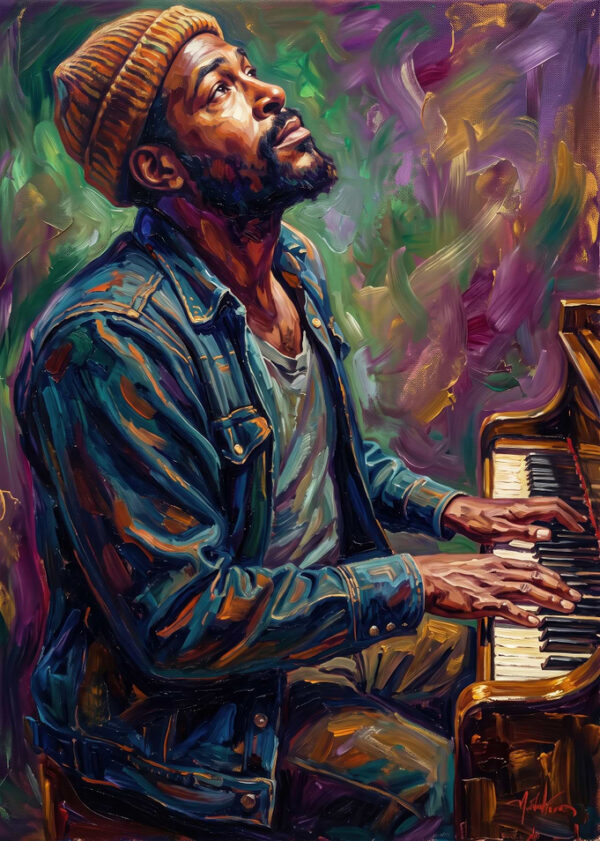 Marvin Gaye Playing Piano Portrait