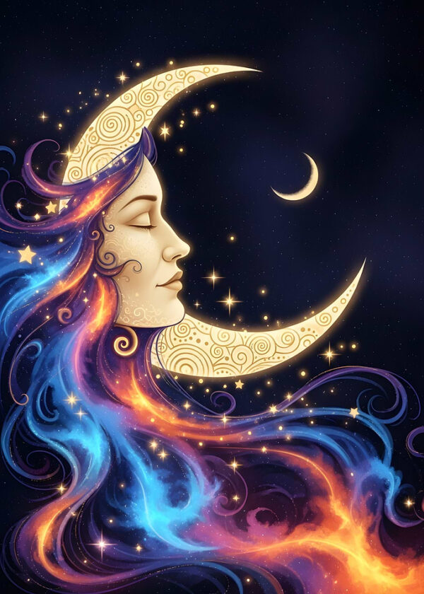Celestial Woman with Moon and Stars