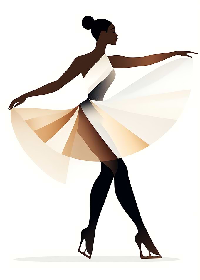 Black Woman Dancing in a White Dress