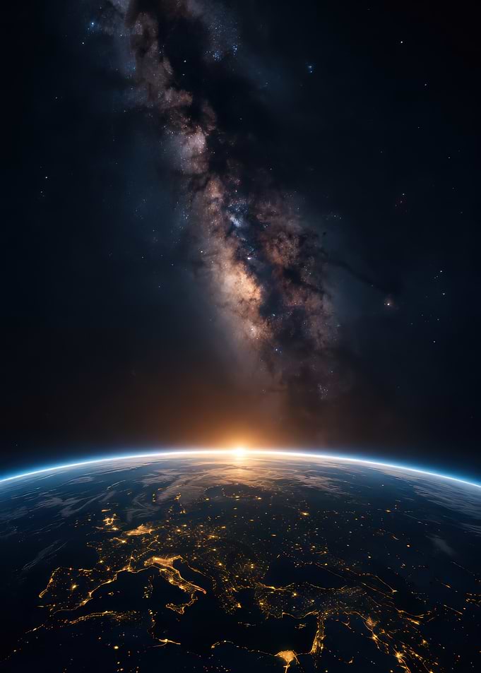 Earth and Milky Way Galaxy