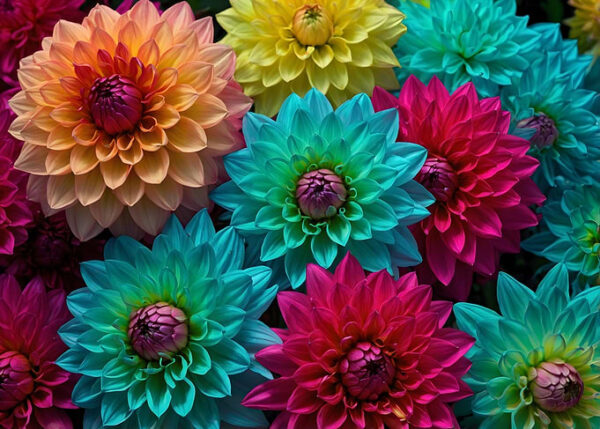Colorful Dahlia Blooms