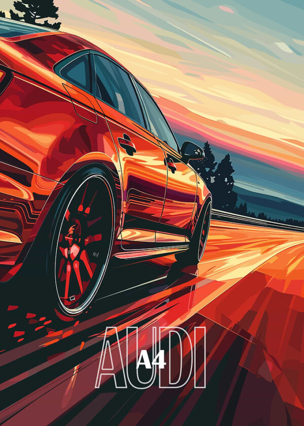 Red Audi A4 Speeding