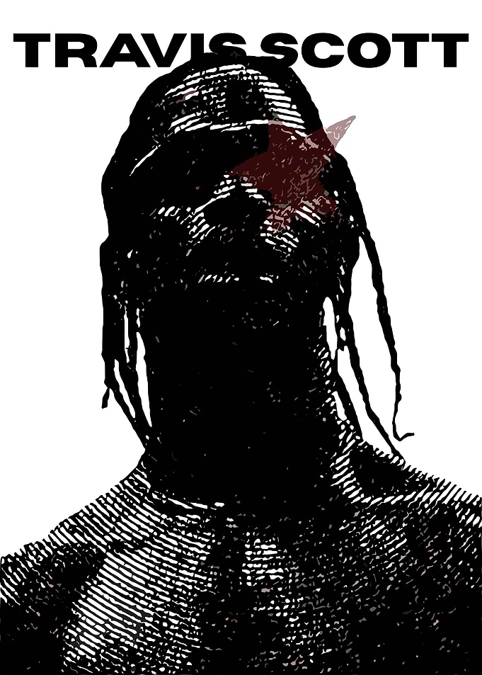Travis Scott Portrait Black and White