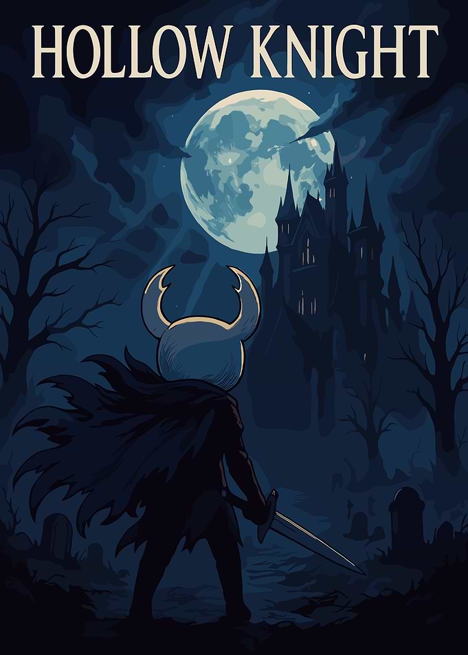 Hollow Knight in a dark landscape