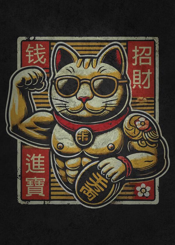 Muscle Maneki Neko, Luck and Money Motivation