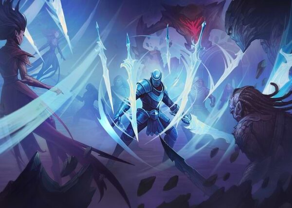 Fantasy Knight Surrounded by Enemies