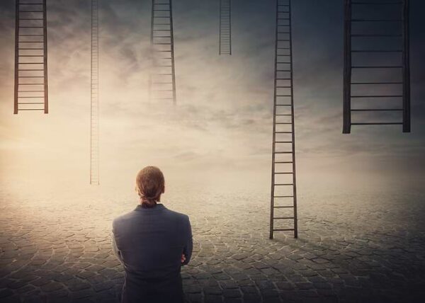Man and Ladders in Dreamscape