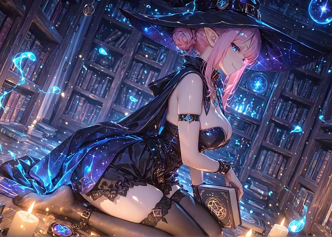 Anime Witch in Library