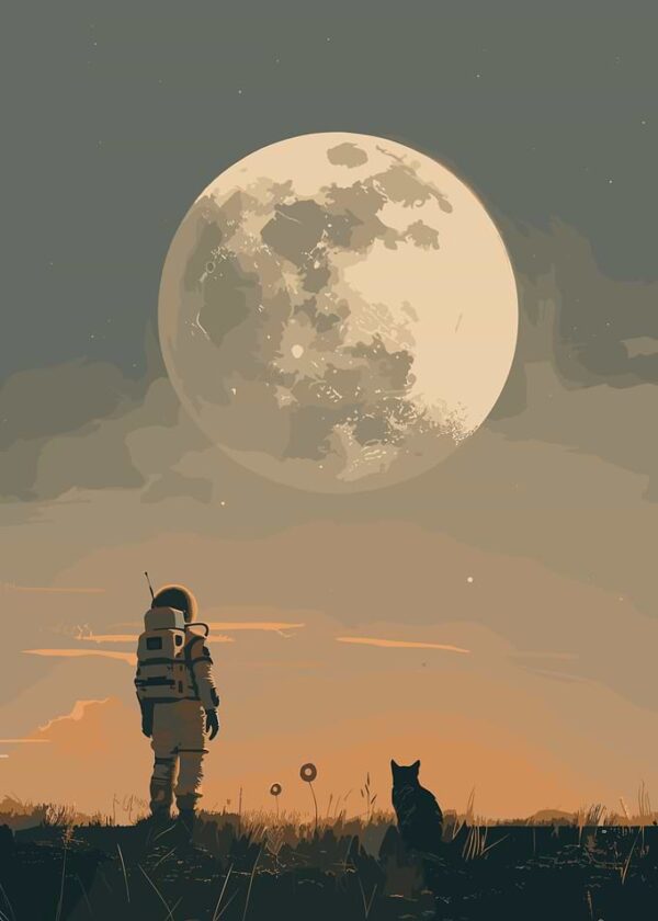 Astronaut Looking Sky Moon