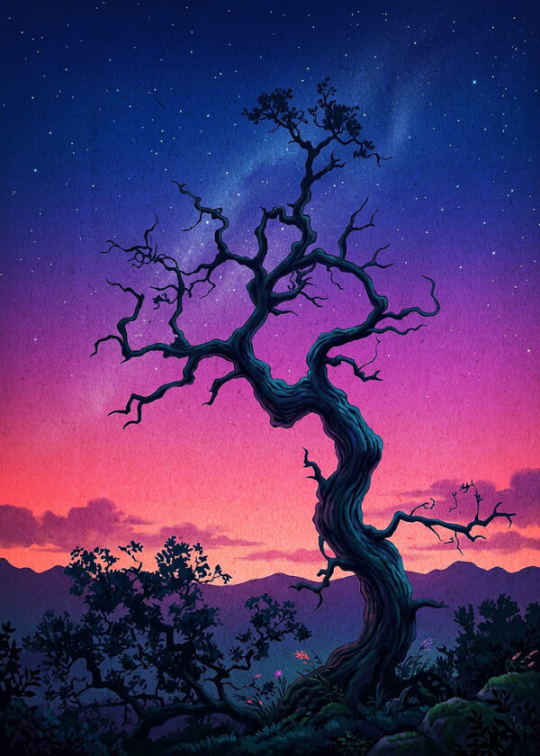 Starry Night Tree Fantasy Poster