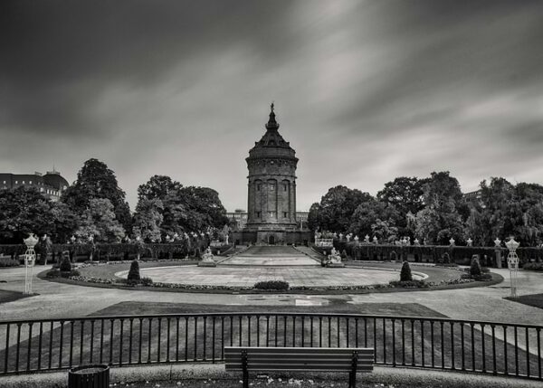 Mannheim Water Tower in Black and White