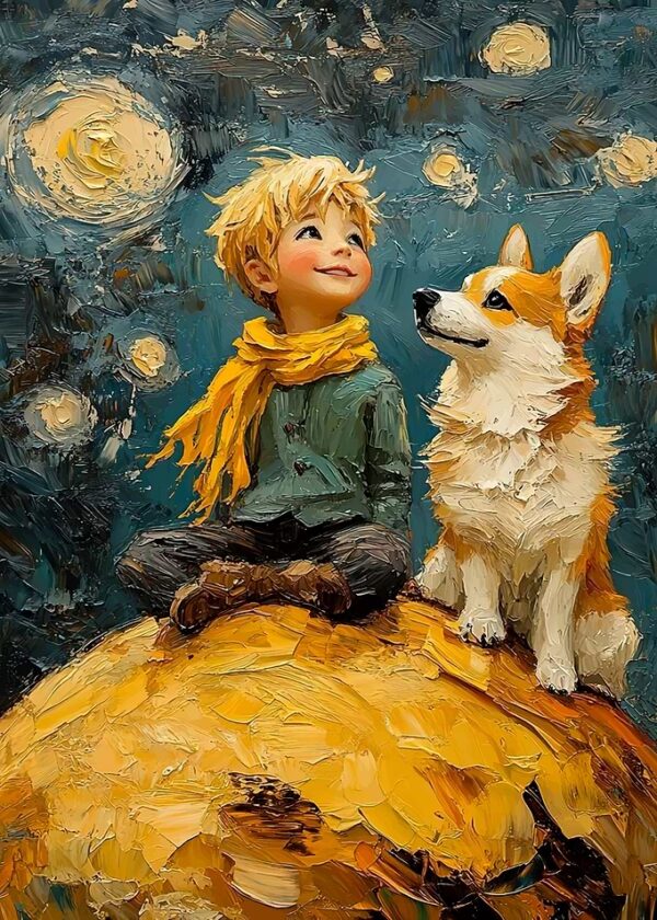 The Little Prince and Corgi Painting