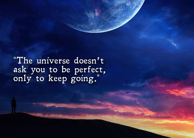 Inspirational space quote with silhouette