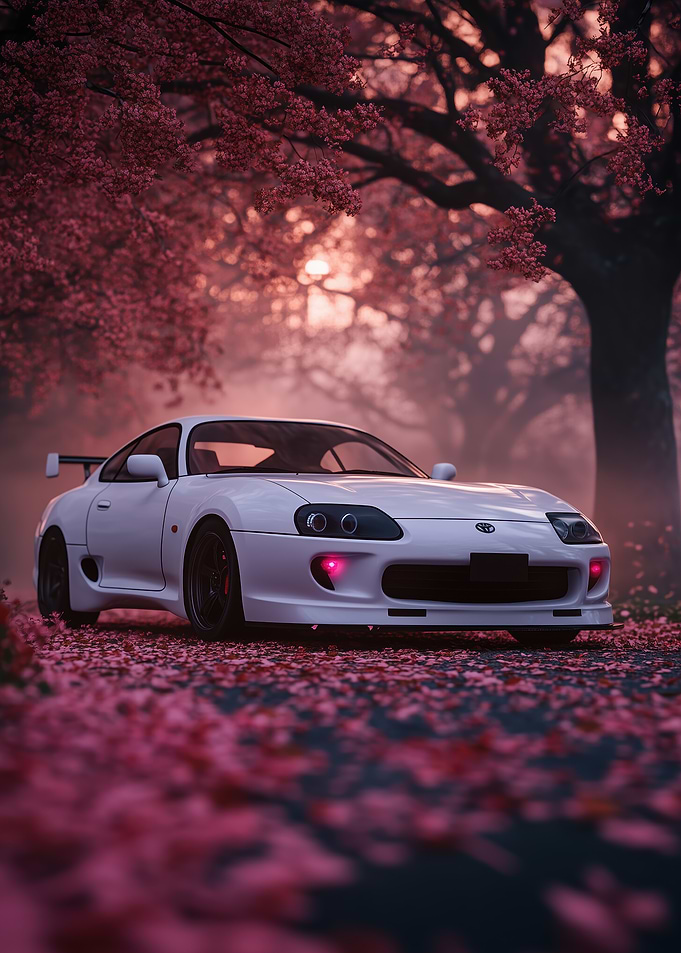 Toyota Supra in Cherry Blossoms