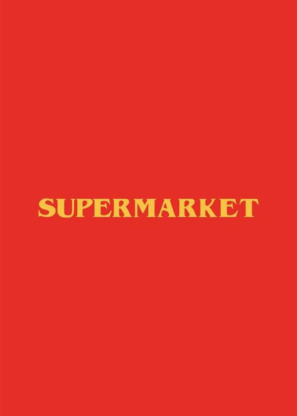 Supermarket Text on Red Background