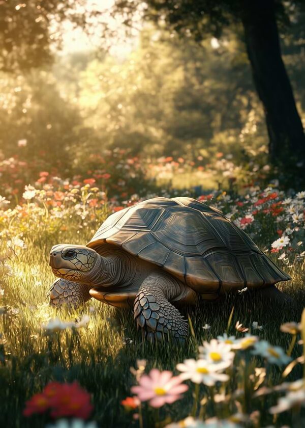 Turtle in a Flower Field