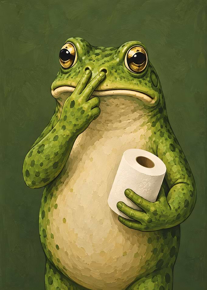 Funny Frog Holding Toilet Paper