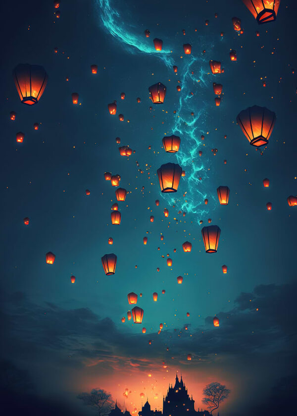 glowing paper lanterns