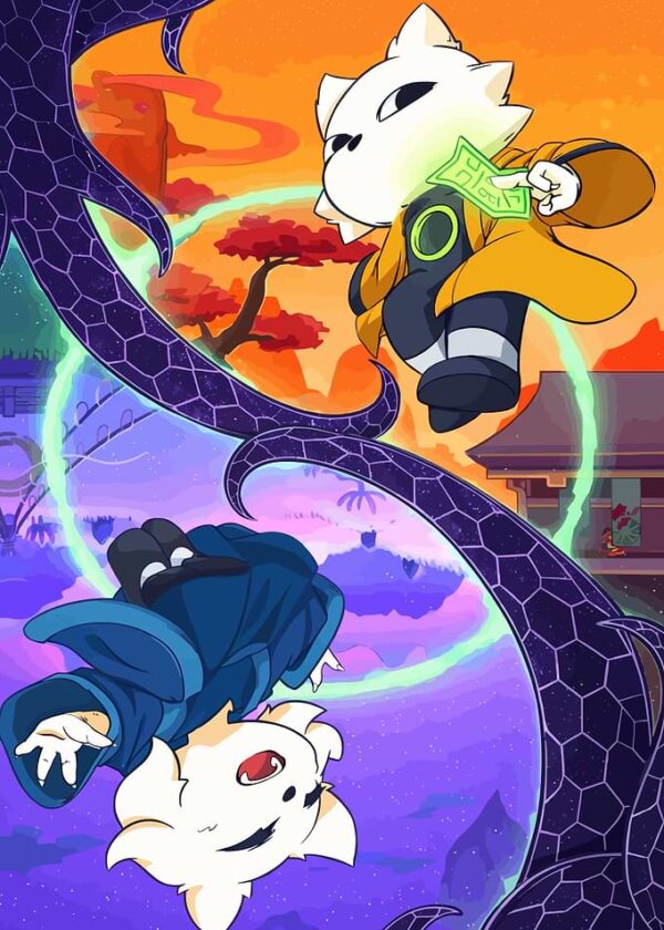 Anime-style characters in a mystical landscape