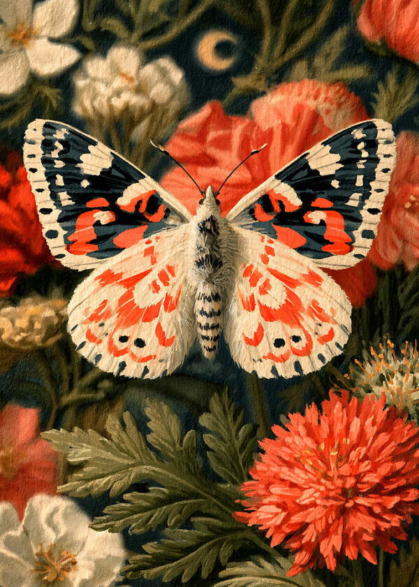Butterfly Amidst Vibrant Floral Garden