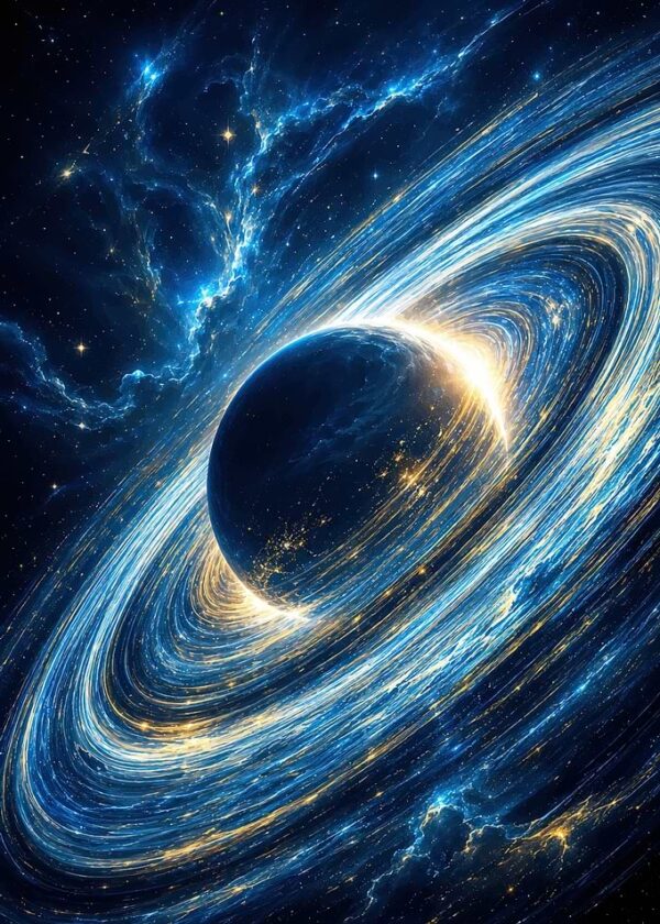 Luminous Ringed Planet in Deep Space
