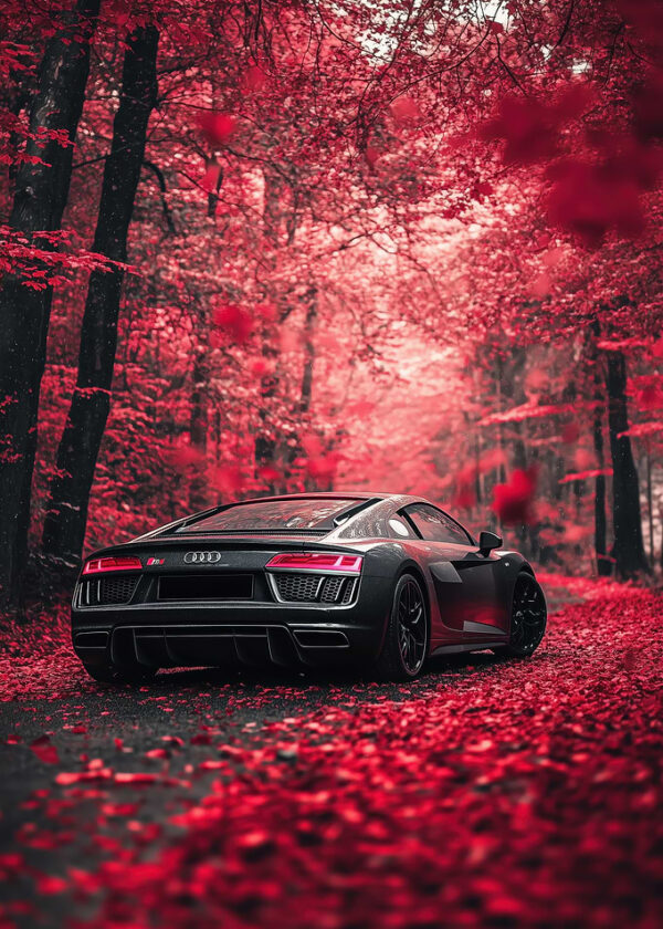 Black Audi in Red Forest