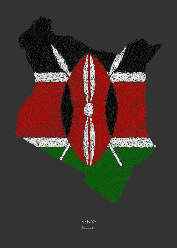 KENYA NAIROBI FLAG MAP ART