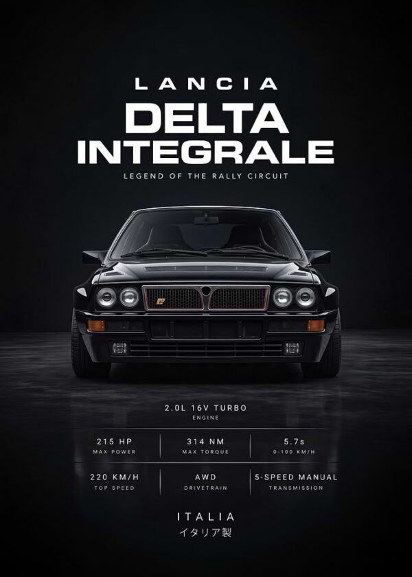 black sleek Delta Integrale Rally Legend Poster