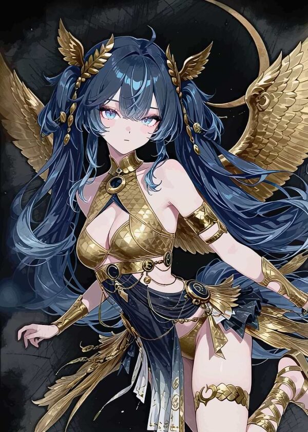 Anime Angel with Golden Wings