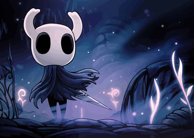 Hollow Knight in a dark landscape