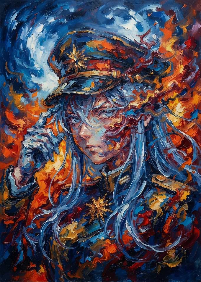 Impressionist Anime Military Officer Portrait