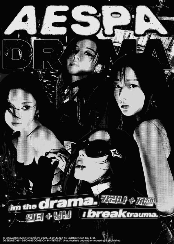 AESPA Drama Album Cover Black and White