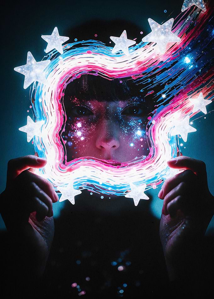 Cosmic Star Girl Surreal Art