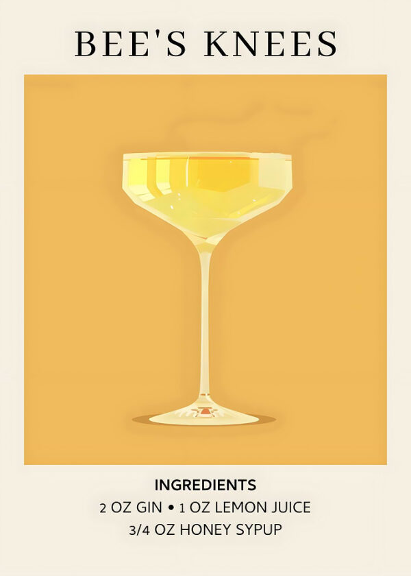 Bee's Knees Cocktail Recipe Illustration